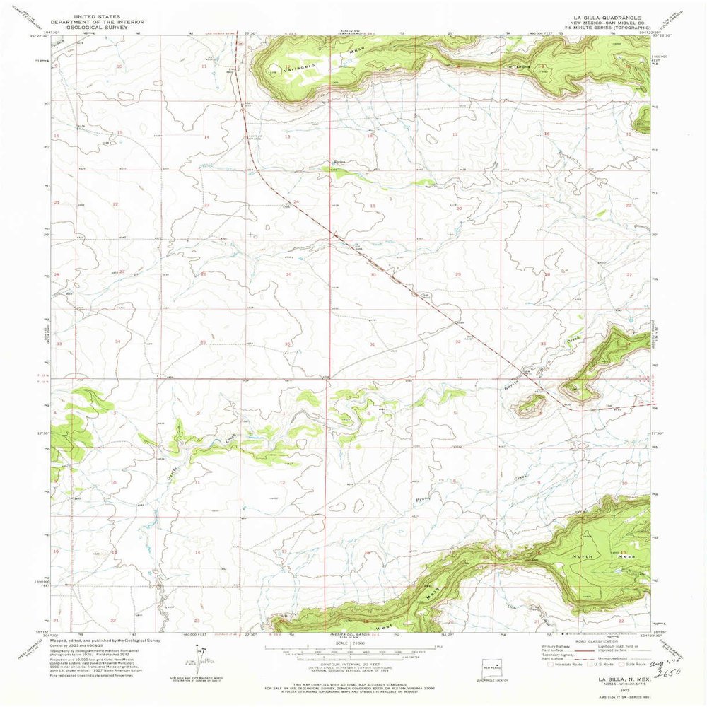 La Silla NM topo map, 1:24000 Scale, 7.5 X 7.5 Minute, Historical, 1972, Updated 1975, 26.9 x 22 in - Tyvek