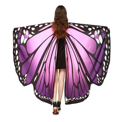 LERFEY Prop Soft Fabric Butterfly Wings Shawl Fairy Nymph Pixie Costume Accessory, Purple, 168x135CM