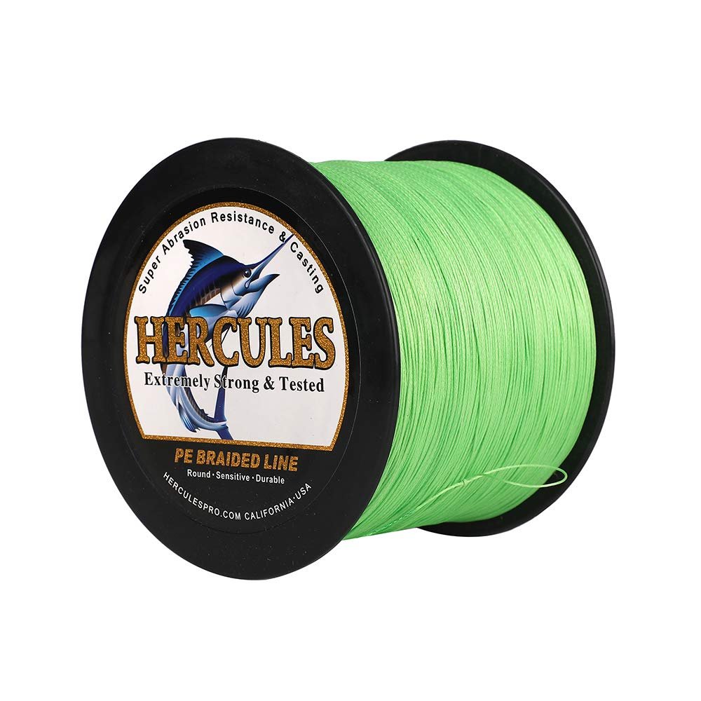 HERCULES Braided Fishing Line 2000m 2187yds 10lbs-200lbs Pe Superline 8 Strands (Fluorescent Green 70lb/31.8kg 0.44mm)