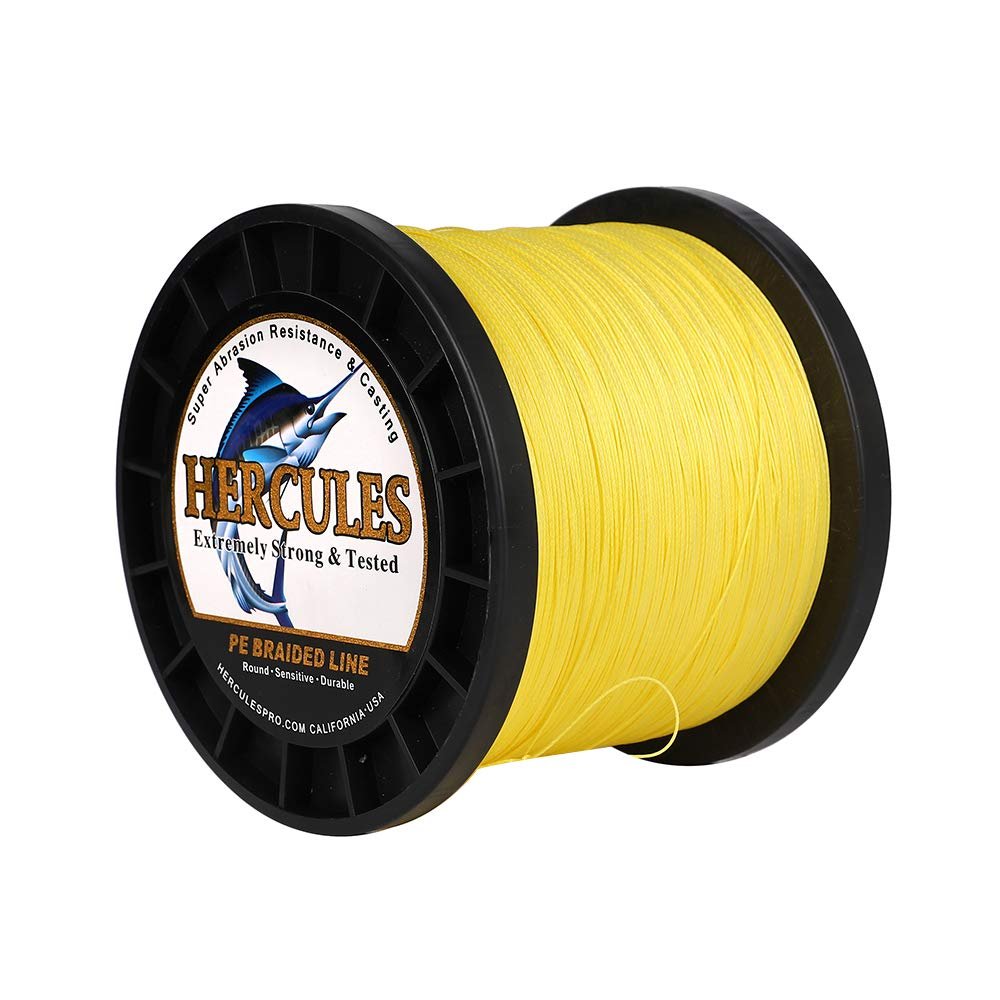 HERCULES Braided Fishing Line 1500m 1640yds 10lbs-200lbs Pe Superline 8 Strands (Yellow 120lb/54.5kg 0.58mm)