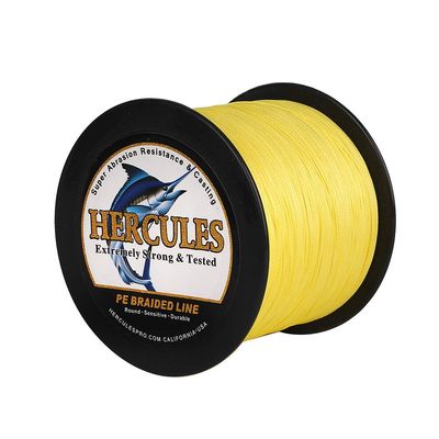 HERCULES Braided Fishing Line 1500m 1640yds 10lbs-200lbs Pe Superline 8 Strands (Yellow 90lb/40.8kg 0.50mm)