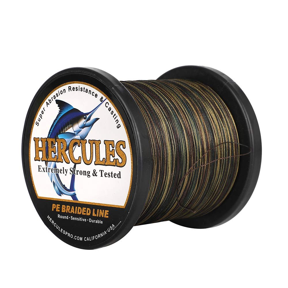 HERCULES Super Cast 1000M 1094 Yards Braided Fishing Line 60 LB Test for Saltwater Freshwater PE Braid Fish Lines Superline 8 Strands - Camo, 60LB (27.2KG), 0.40MM
