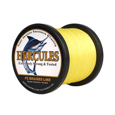 HERCULES Super Cast 1000M 1094 Yards Braided Fishing Line 80 LB Test for Saltwater Freshwater PE Braid Fish Lines Superline 8 Strands - Yellow, 80LB (36.3KG), 0.48MM