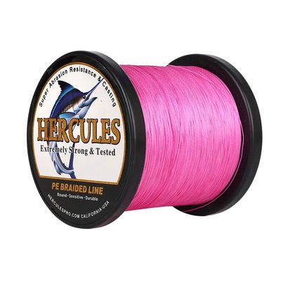 HERCULES Super Cast 1000M 1094 Yards Braided Fishing Line 50 LB Test for Saltwater Freshwater PE Braid Fish Lines Superline 8 Strands - Pink, 50LB (22.7KG), 0.37MM
