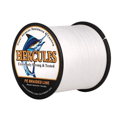 HERCULES Super Cast 1000M 1094 Yards Braided Fishing Line 20 LB Test for Saltwater Freshwater PE Braid Fish Lines Superline 8 Strands - White, 20LB (9.1KG), 0.20MM