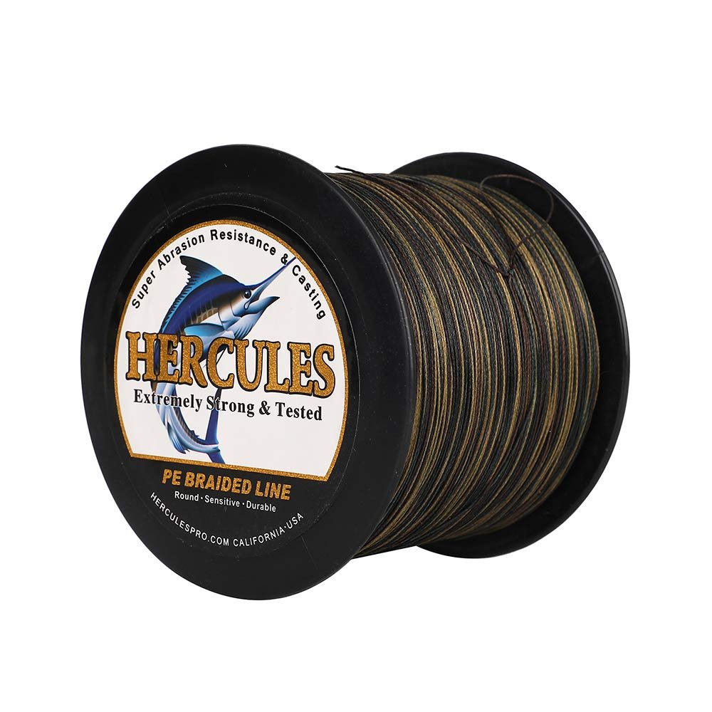 HERCULES Braided Fishing Line 1500m 1640yds 10lbs-200lbs Pe Superline 8 Strands (Camouflage 90lb/40.8kg 0.50mm)