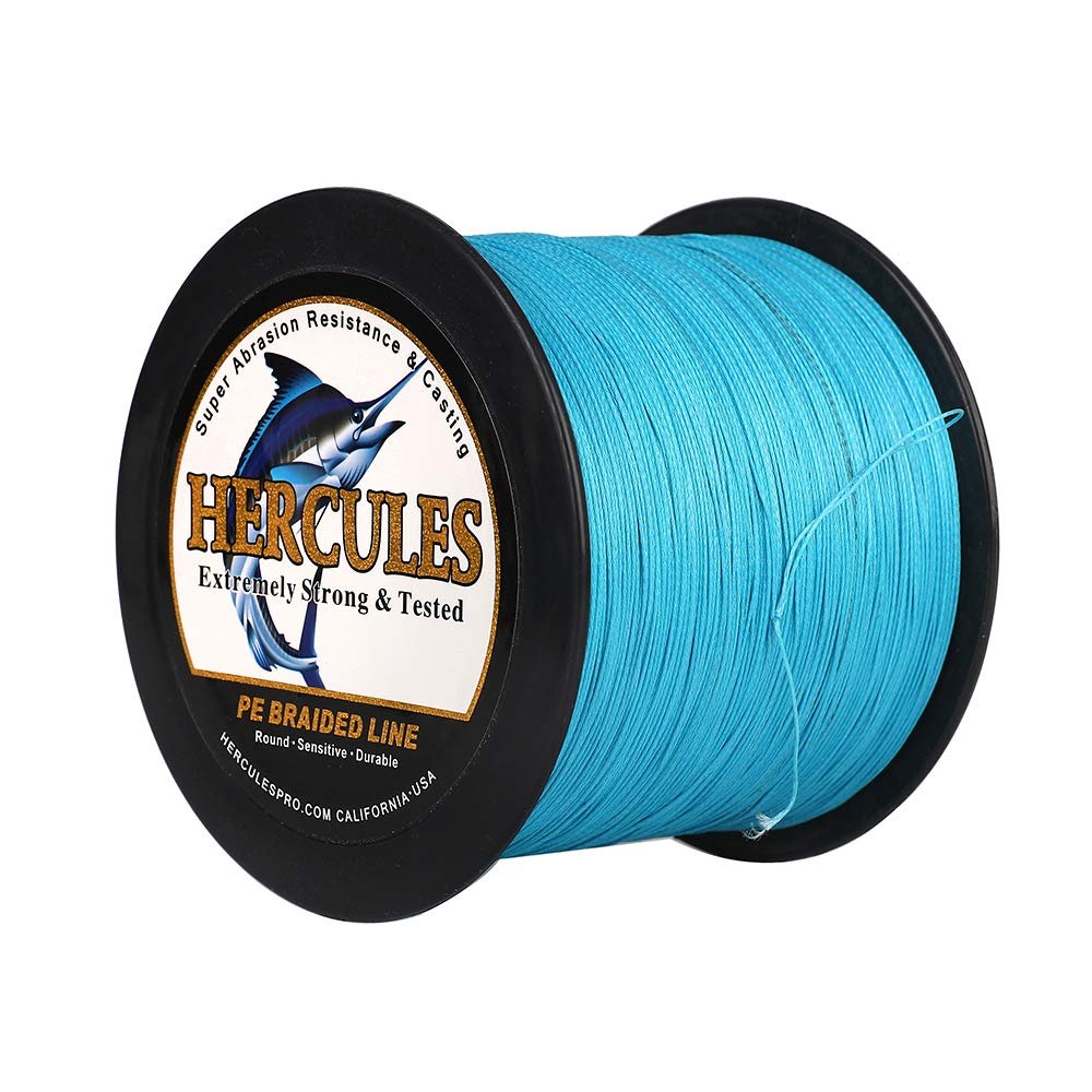 HERCULES Super Cast 500M 547 Yards Braided Fishing Line 200 LB Test for Saltwater Freshwater PE Braid Fish Lines Superline 8 Strands - Blue, 200LB (90.7KG), 0.75MM