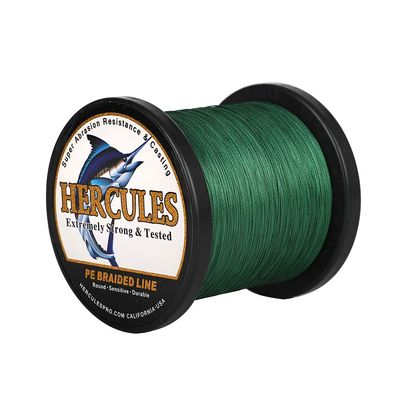 HERCULES Braided Fishing Line 1500m 1640yds 10lbs-200lbs Pe Superline 8 Strands (Green 50lb/22.7kg 0.37mm)
