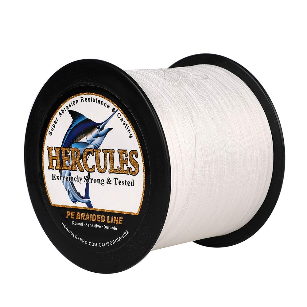 HERCULES Super Cast 500M 547 Yards Braided Fishing Line 200 LB Test for Saltwater Freshwater PE Braid Fish Lines Superline 8 Strands - White, 200LB (90.7KG), 0.75MM