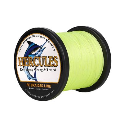 HERCULES Braided Fishing Line 2000m 2187yds 10lbs-200lbs Pe Superline 8 Strands (Fluorescent Green 15lb/6.8kg 0.16mm)