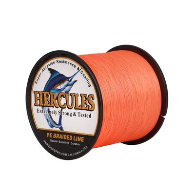 HERCULES Super Cast 1000M 1094 Yards Braided Fishing Line 20 LB Test for Saltwater Freshwater PE Braid Fish Lines Superline 8 Strands - Orange, 20LB (9.1KG), 0.20MM