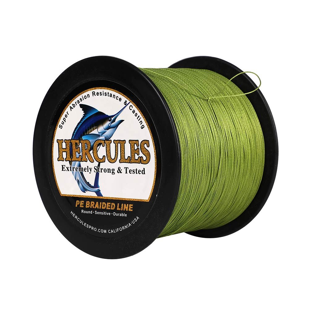 HERCULES Super Cast 1000M 1094 Yards Braided Fishing Line 120 LB Test for Saltwater Freshwater PE Braid Fish Lines Superline 8 Strands - Army Green, 120LB (54.5KG), 0.58MM