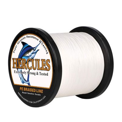 HERCULES Super Cast 1000M 1094 Yards Braided Fishing Line 80 LB Test for Saltwater Freshwater PE Braid Fish Lines Superline 8 Strands - White, 80LB (36.3KG), 0.48MM