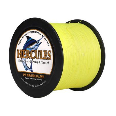 HERCULES Braided Fishing Line 2000m 2187yds 10lbs-200lbs Pe Superline 8 Strands (Fluorescent Yellow 70lb/31.8kg 0.44mm)