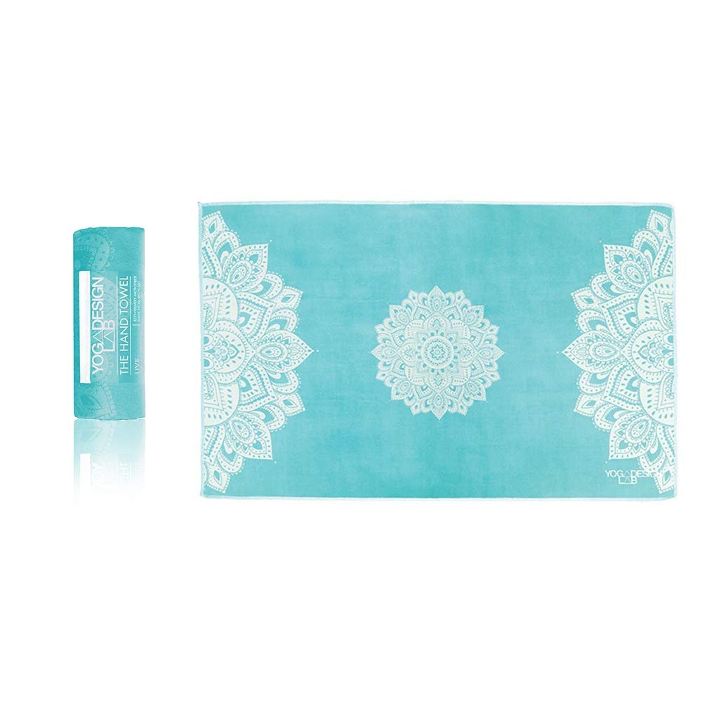 yogadesignlab | The Hand Towel | Premium Non Slip Hand Towel | Designed in Bali | Colorful Eco Printed + Quick Dry + Soft | Hot Yoga, Bikram, Ashtanga, Sport, Barre, Travel (Mandala Turquoise)