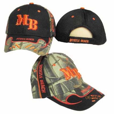 AES Myrtle Beach MB South Carolina SC Black Camouflage Embroidered Cap Hat 723B