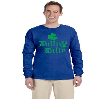 ALLNTRENDS Men's Long Sleeve Dilly Dilly St Patrick's Cheers Beer Shamrock Tee (2XL, Royal Blue)
