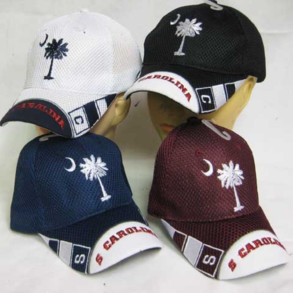 AES South Carolina SC State S. Carolina Mesh White Embroidered Cap 100% Poly Twill 721C