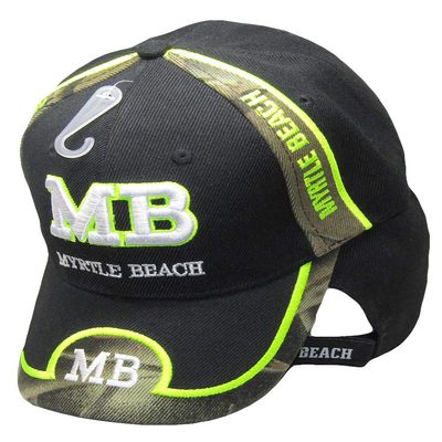 AES Myrtle Beach MB Script South Carolina SC Black Embroidered Cap Hat 722L