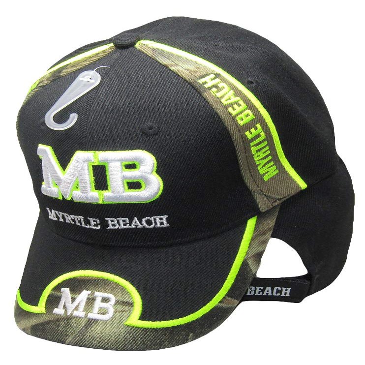 AES Myrtle Beach MB Script South Carolina SC Black Embroidered Cap Hat 722L
