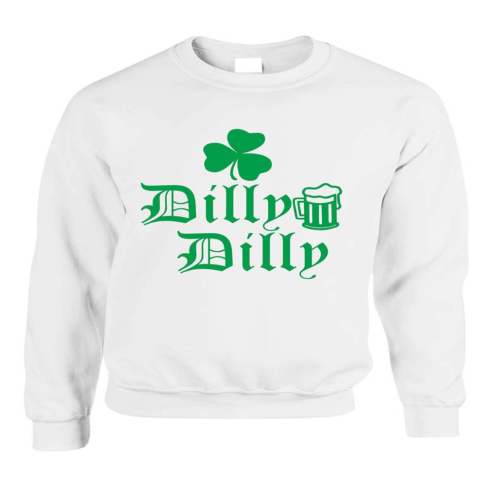 ALLNTRENDS Adult Sweatshirt Dilly Dilly St Patrick's Day Party Beer Cheers Top (3XL, White)