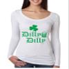 ALLNTRENDS Women's Shirt Dilly Dilly St Patrick's Shamrock Beer Cheers Shirt (S, Heather White) view 1