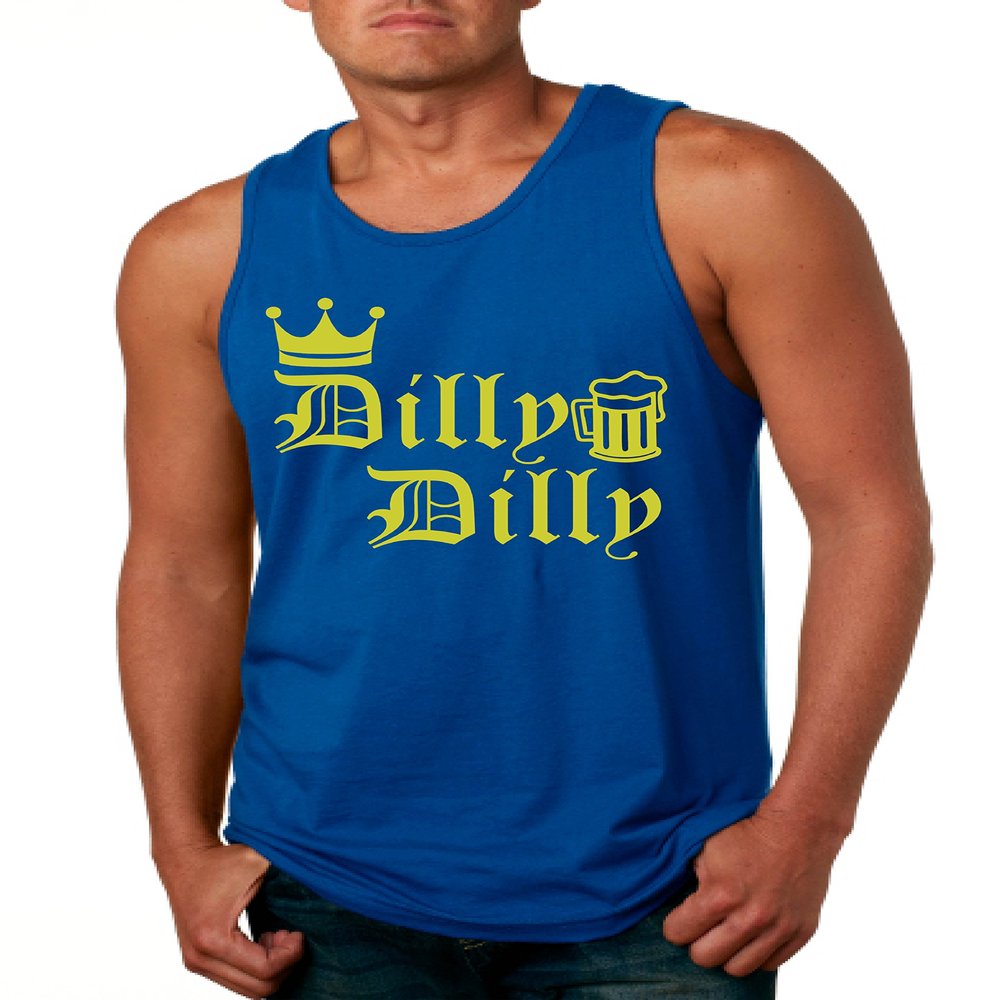 ALLNTRENDS Men's Tank Top Dilly Dilly Trendy Drinking Shirt Cool Beer Top (M, Royal Blue)