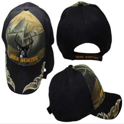 AES Deer Hunter Black Bill Camouflage Camo Embroidered Cap Hat 902A