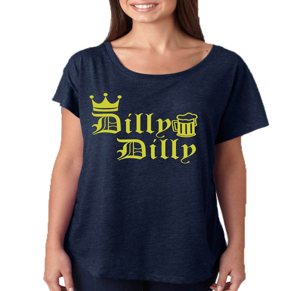ALLNTRENDS Women's Dolman Dilly Dilly Trending Shirt Cute Drinking Slang Top (L, Vintage Navy)