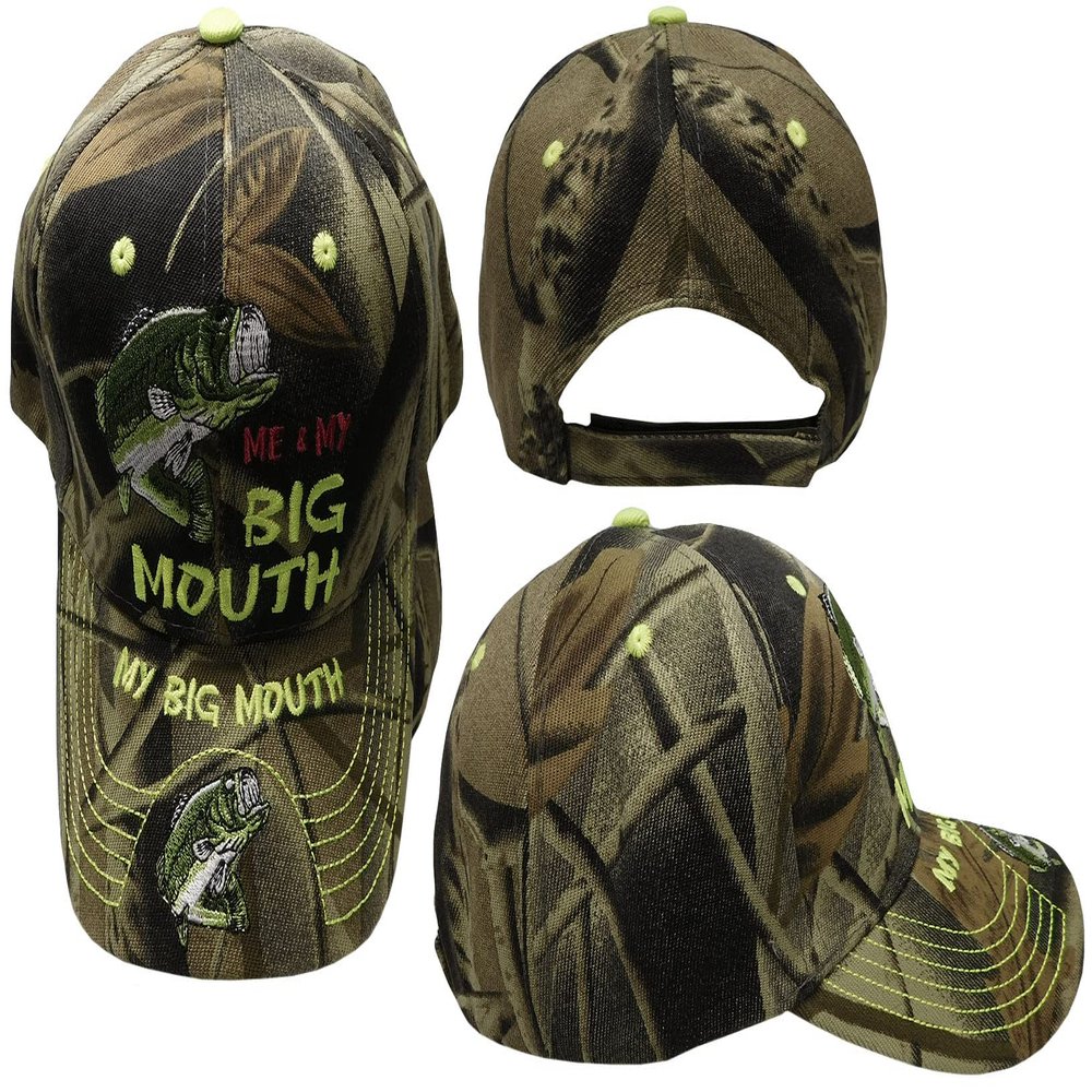 AES Me & My Big Mouth Fishing Bass Camouflage Camo Embroidered Cap Hat 924A