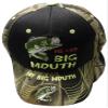 AES Me & My Big Mouth Fishing Bass Camouflage Black Front Embroidered Cap Hat 924A view 2