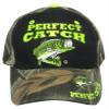 AES Perfect Catch Bass Fishing Camouflage Camo Black Front Embroidered Cap Hat 923A view 3