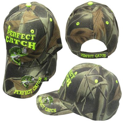 AES Perfect Catch Bass Fishing Camouflage Camo Embroidered Cap Hat 923A