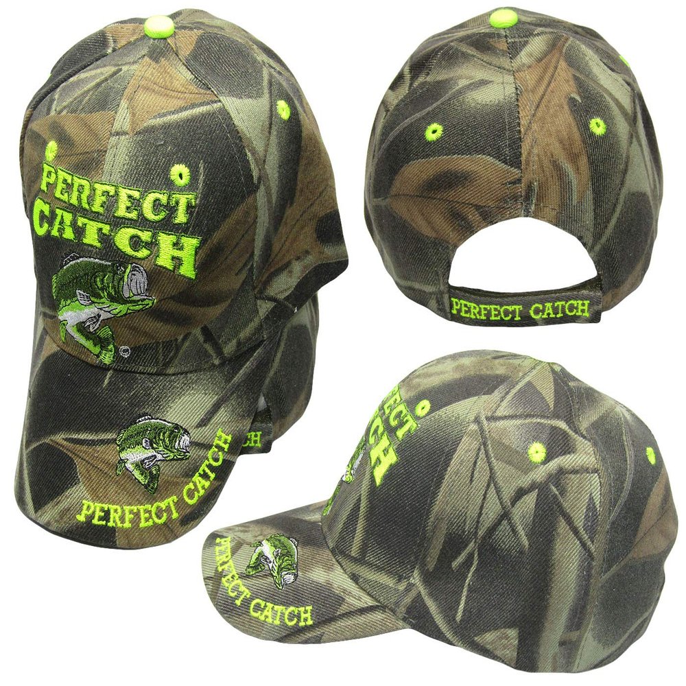 AES Perfect Catch Bass Fishing Camouflage Camo Embroidered Cap Hat 923A