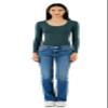 Emmalise Women's Junior and Plus Size Basic Scoop Neck Tshirt Long Sleeve Tee, 3XL, Green Teal view 2