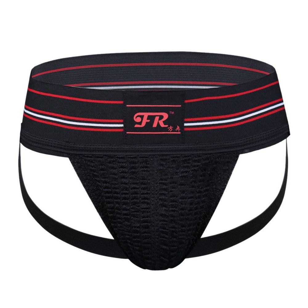 Freebily Men's Athletic Supporter Underwear Jock Strap Sports Jockstraps Underwear Black Large(Waist:32.0-47.0"/82-120cm)