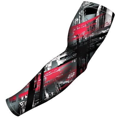 B-Driven Sports Pro-Fit Compression Arm Sleeve for Baseball, Basketball, Football - Muscle-Tendon, Bruising Reduction - Athletic, Men, Women, Youth, Kids - Red Retro S/M (A) - 1 Pc