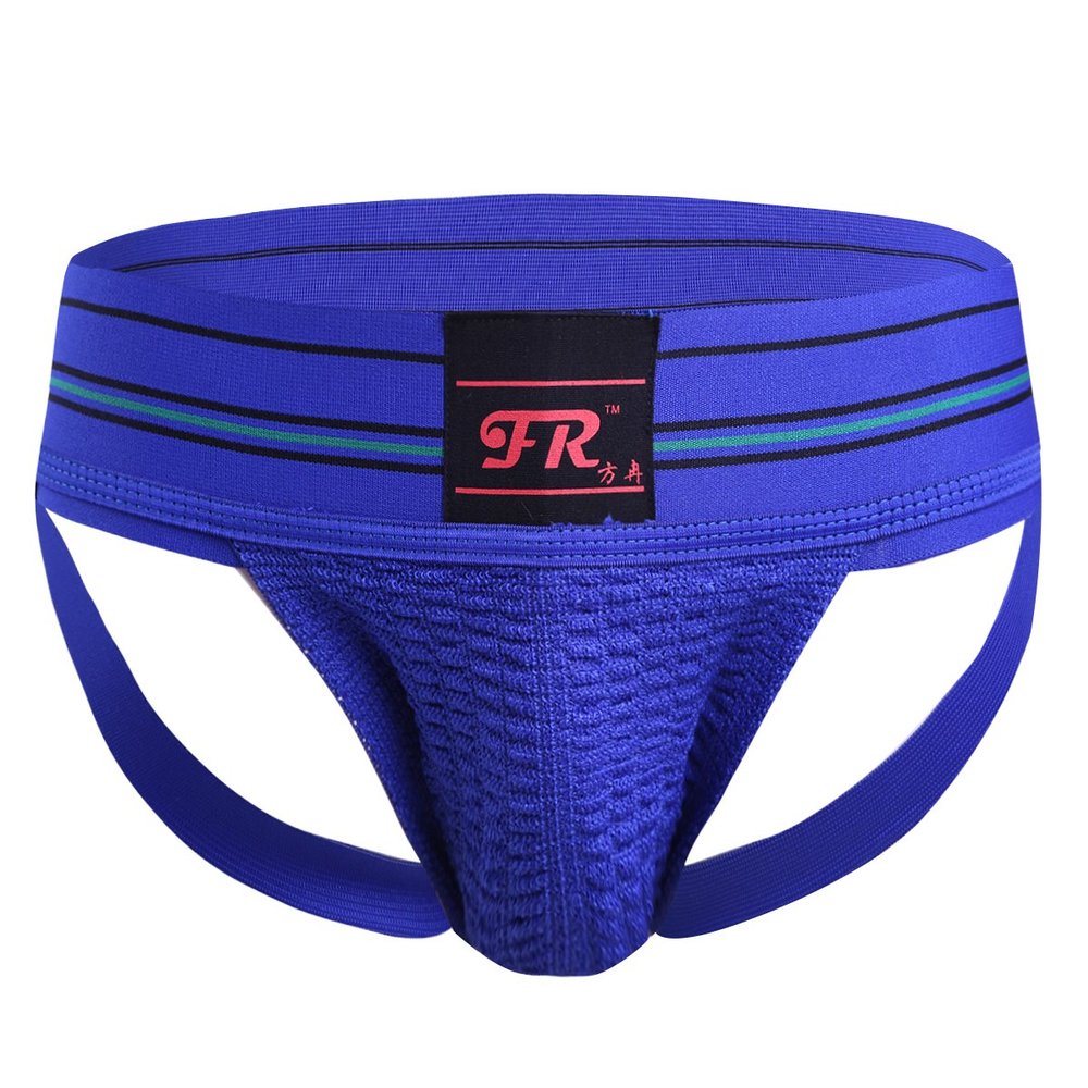 Freebily Men's Athletic Supporter Underwear Jock Strap Sports Jockstraps Underwear Blue X-Large(Waist:35.0-51.0"/88-130cm)