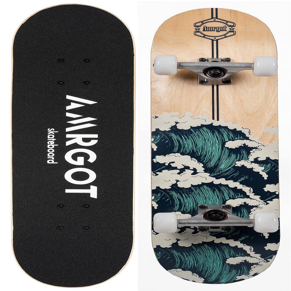 Amrgot Skateboards for Beginners,31*8 inches Complete Skateboards for Kids,Boys,Girls and Adults,7 Layer Maple Wood,Double Kick Deck Concave Standard and Tricks Skateboard