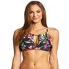 Carmen Marc Valvo Women's High Neck Ruffle Crop top Swimsuit Swimwear, Black, XS/2-4 view 1