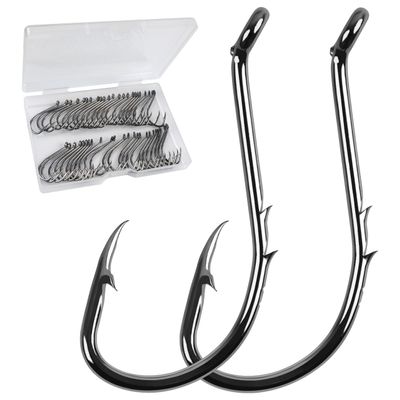 Octopus Baitholder Fishing Hooks Sharp Barbed Beak Fish Hooks Circle Hook High Carbon Steel Extra Sharp Closed Eye J Hook Size: 8# - 6/0#