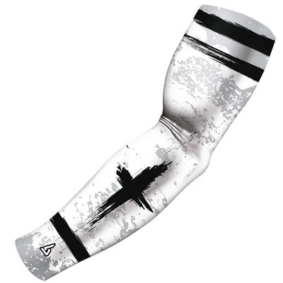 B-Driven Sports Pro-Fit Compression Arm Sleeve for Baseball, Basketball, Football - Muscle-Tendon, Bruising Reduction - Athletic, Men, Women, Youth, Kids - Faith Cross S/M (A) - 1 Pc