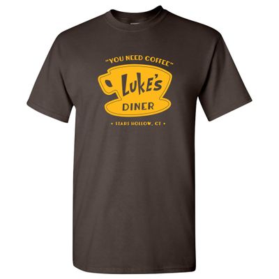 Luke's Diner - Stars Hollow Coffee Novelty TV Show T Shirt - 2X-Large - Dark Chocolate
