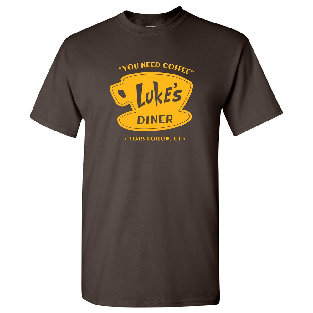 Luke's Diner - Stars Hollow Coffee Novelty TV Show T Shirt - 2X-Large - Dark Chocolate