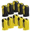 10-Pack Men's Reversible Custom Basketball Jerseys, Plain Mesh Athletic Sleeveless Shirts Blank Team Uniforms Set (Black/Yellow) view 1