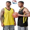 10-Pack Men's Reversible Custom Basketball Jerseys, Plain Mesh Athletic Sleeveless Shirts Blank Team Uniforms Set (Black/Yellow) view 2