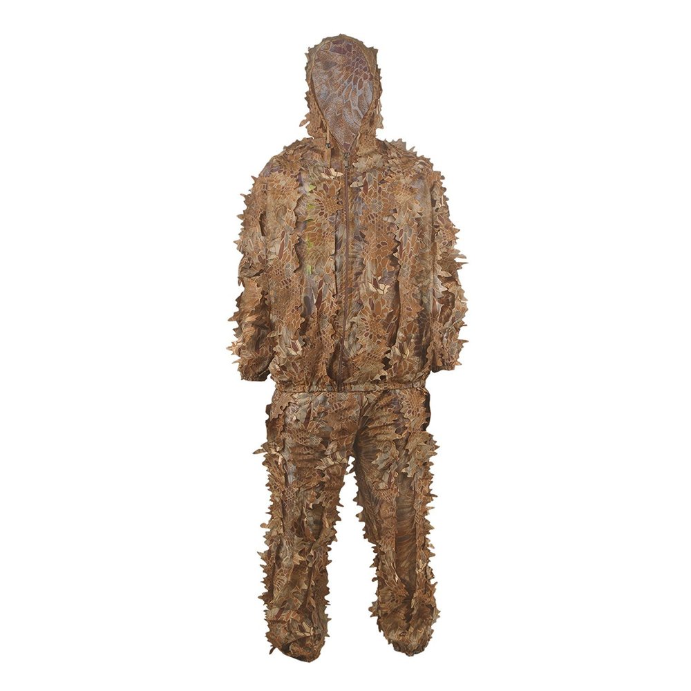 Ghillie Suit Adult 3D Leaves Bionic Sniper Camo Suits Army Military Clothes and Pants for Jungle Hunting Wargame Shooting Airsoft Wildlife Photography Halloween with Carry Bag