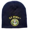 8" U.S. Army Emblem Military Black Embroidered Beanie Skull Cap Hat 601B view 1