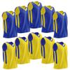 10-Pack Men's Reversible Custom Basketball Jerseys, Plain Mesh Athletic Sleeveless Shirts Blank Team Uniforms Set (Blue/Yellow) view 1