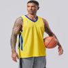 10-Pack Men's Reversible Custom Basketball Jerseys, Plain Mesh Athletic Sleeveless Shirts Blank Team Uniforms Set (Blue/Yellow) view 4